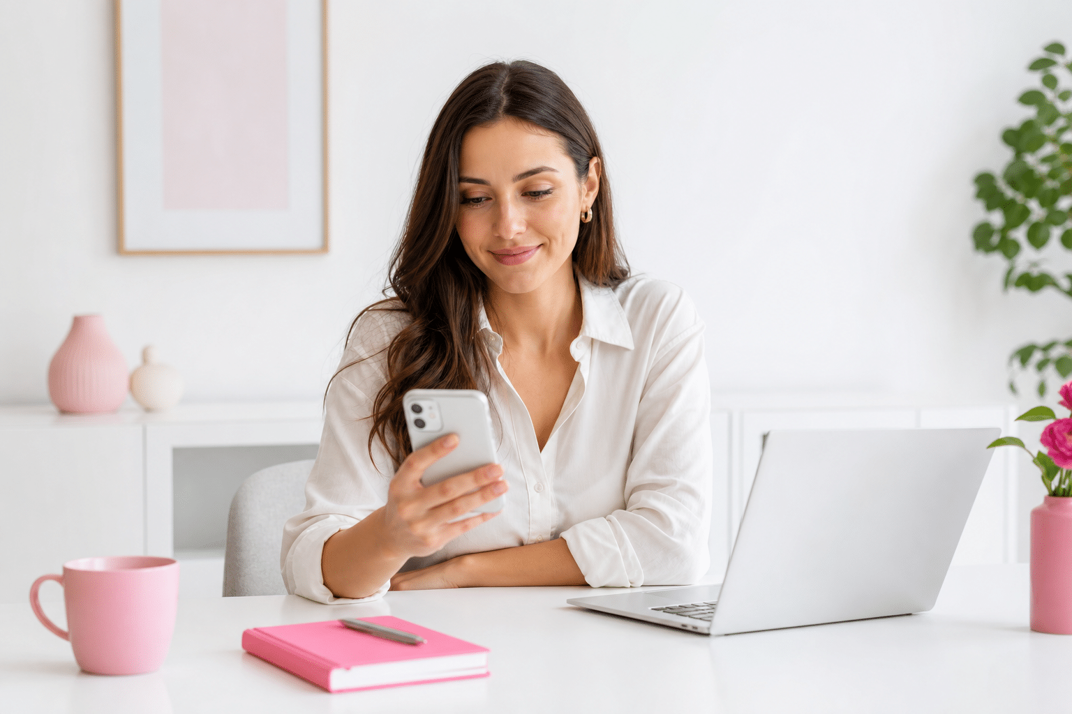 Person pr&uuml;ft am Smartphone Optionen zur finanziellen Absicherung nach einer kosmetischen Operation gegen Komplikationen wie Serombildung.